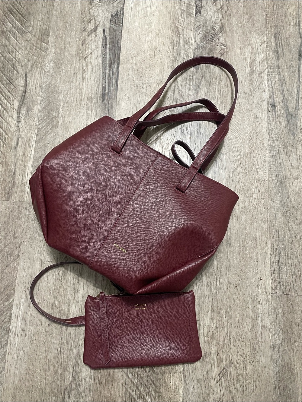 Structured Mini Tote and Wristlet in Burgundy